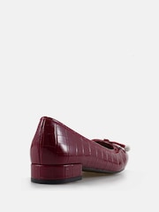 Novo Red Wide Fit Chioggia Low Heel Emeblished Bow Ballerina Shoes - Image 3 of 5