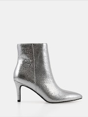 Novo Silver Regular Fit Felicia Point Mid Heel Ankle Boots - Image 2 of 5