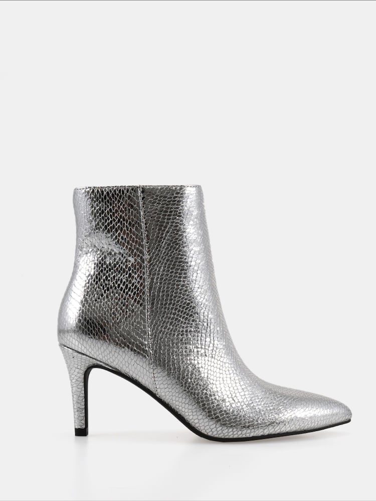 Novo Silver Regular Fit Felicia Point Mid Heel Ankle Boots - Image 2 of 5