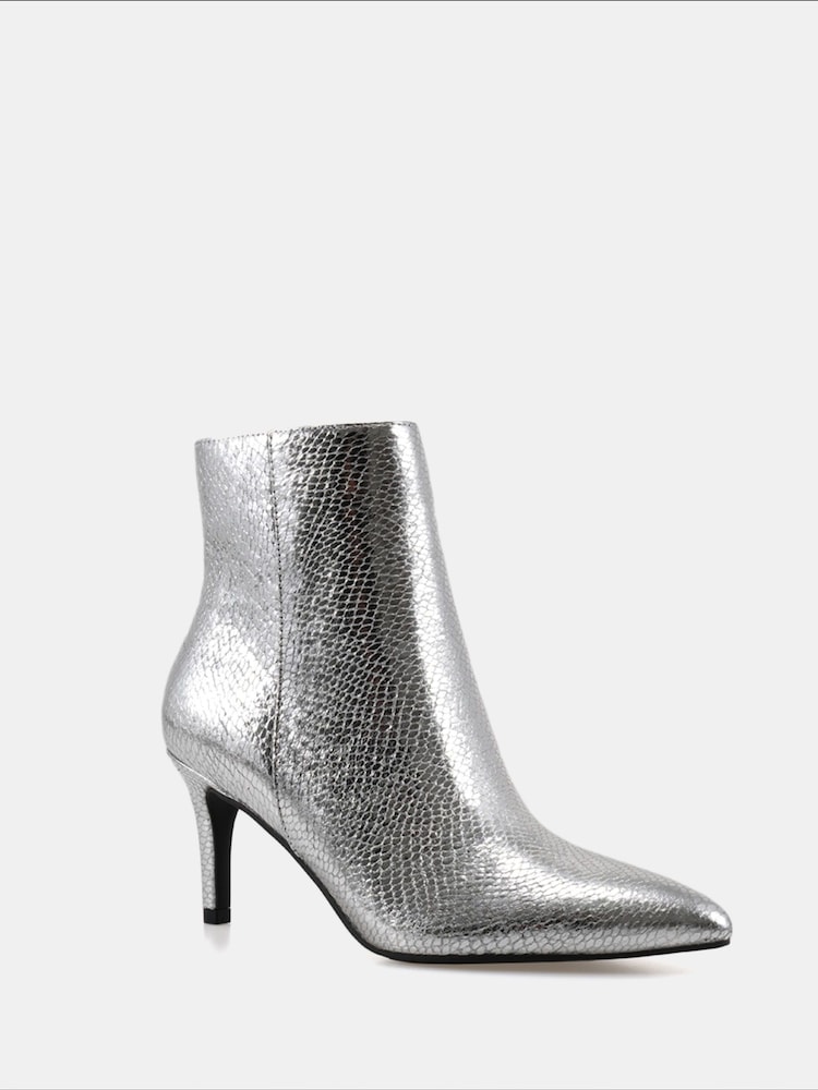 Srebrny - Novo Felicia Point Mid Heel Ankle Boots - Image 3 of 5