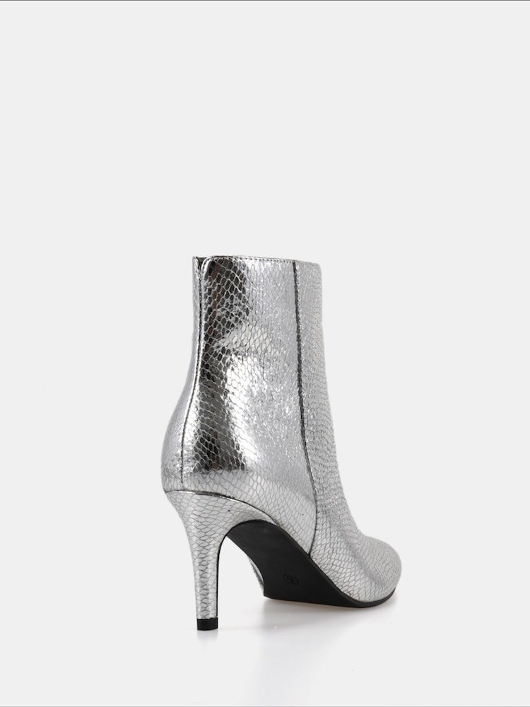 Srebrny - Novo Felicia Point Mid Heel Ankle Boots - Image 4 of 5