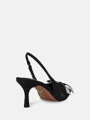 Novo Black Wide Fit Isernia Luxe Diamante Bow Slingback Court Shoes - Image 3 of 6