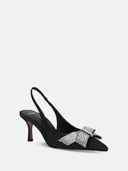 Novo Black Wide Fit Isernia Luxe Diamante Bow Slingback Court Shoes - Image 4 of 6