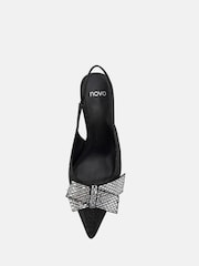 Novo Black Wide Fit Isernia Luxe Diamante Bow Slingback Court Shoes - Image 6 of 6