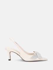 Novo Cream Regular Fit Isernia Luxe Diamante Bow Slingback Court Shoes - Image 2 of 6