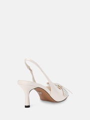 Novo Cream Regular Fit Isernia Luxe Diamante Bow Slingback Court Shoes - Image 4 of 6