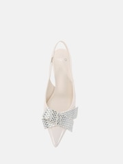 Novo Cream Regular Fit Isernia Luxe Diamante Bow Slingback Court Shoes - Image 5 of 6