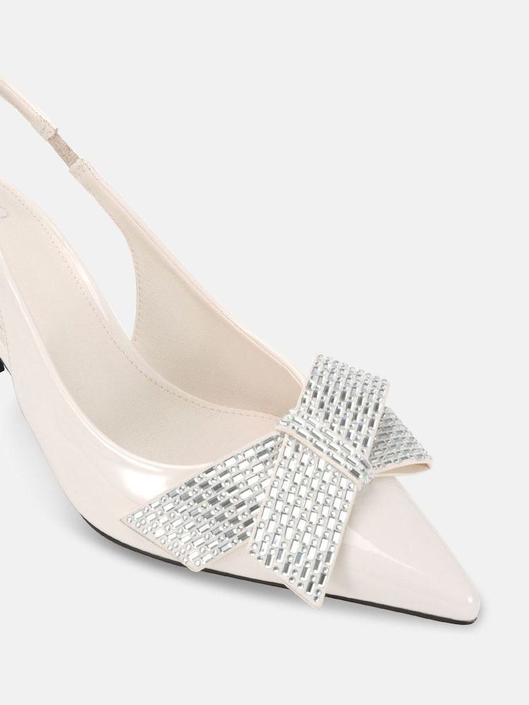 Novo Cream Regular Fit Isernia Luxe Diamante Bow Slingback Court Shoes - Image 6 of 6 Novo Cream Regular Fit Isernia Luxe Diamante Bow Slingback Court Shoes - Image 6 of 6