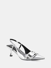 Novo Silver Wide Fit Isera Point Slingback Buckle Court Shoes - Image 3 of 6