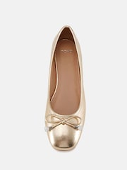 Novo Gold Wide Fit Chioggia Low Heel Emeblished Bow Ballerina Shoes - Image 5 of 6