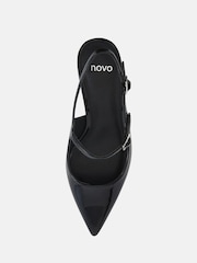 Novo Black Ispra Slingback Mary Jane Point Court Shoes - Image 5 of 6