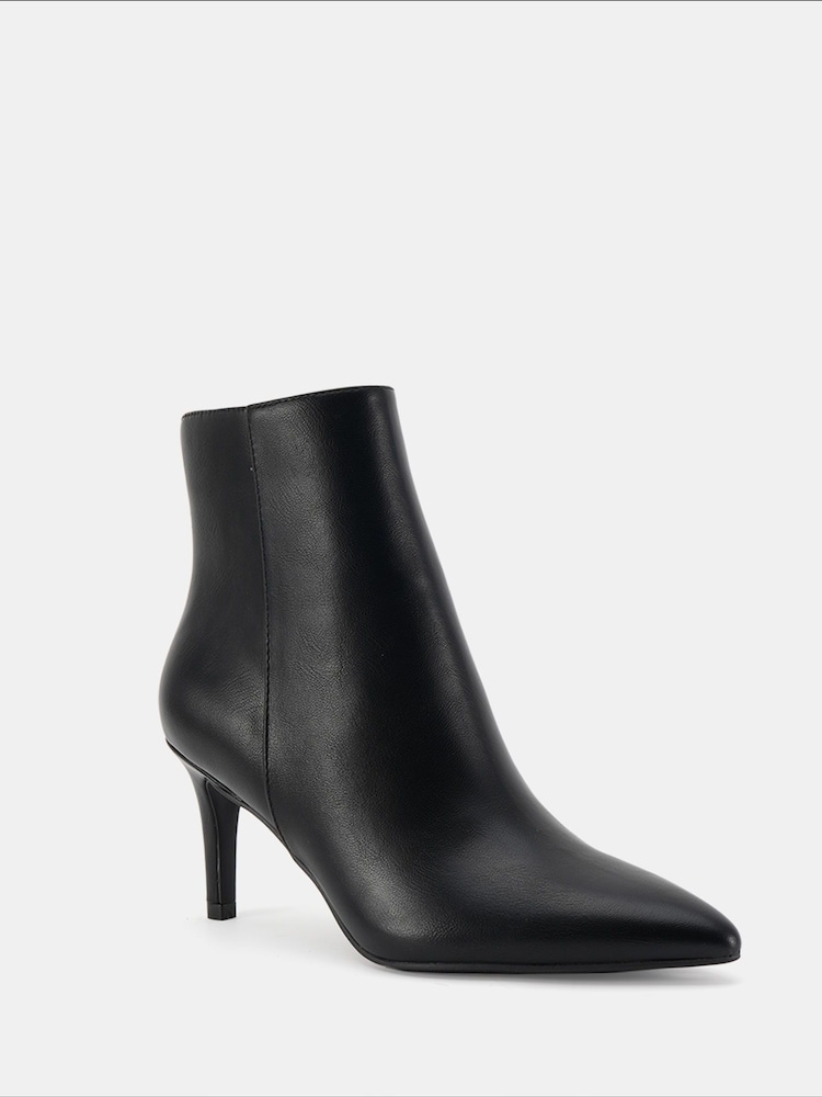 Novo Black PU Wide Fit Felicia Point Mid Heel Ankle Boots - Image 3 of 6
