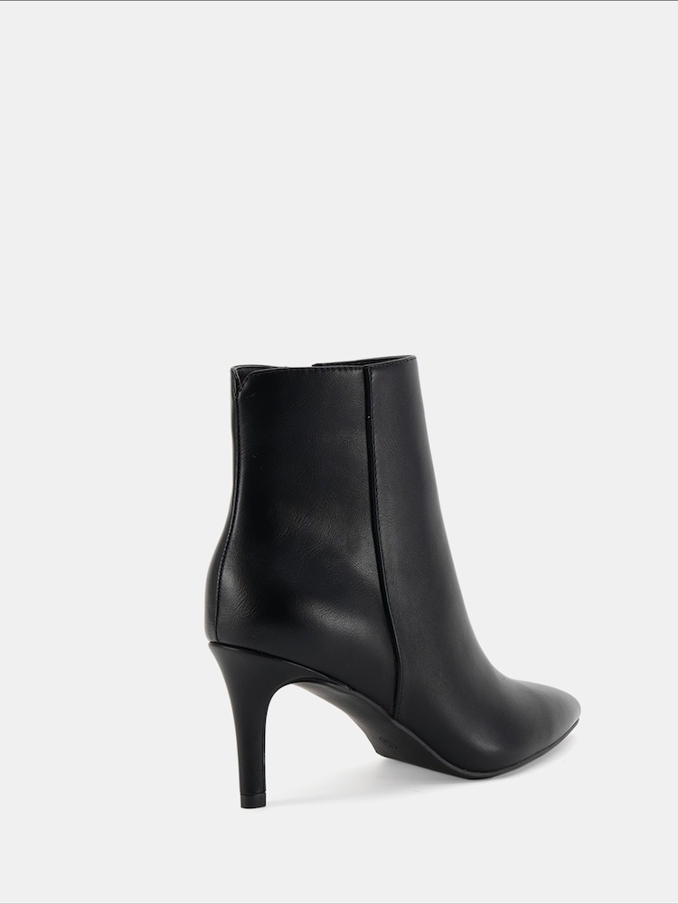 Novo Black PU Wide Fit Felicia Point Mid Heel Ankle Boots - Image 4 of 6