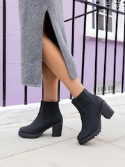 Novo Black Regular Fit Harlequin Chelsea Heeled Unit Boots - Image 1 of 5