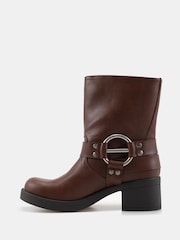 Novo Brown Dafra Harness Biker Ankle Boots - Image 3 of 7