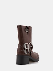 Novo Brown Dafra Harness Biker Ankle Boots - Image 5 of 7