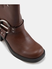 Novo Brown Dafra Harness Biker Ankle Boots - Image 7 of 7