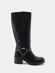 Novo Black Delaware Harness Biker Knee Boots - Image 2 of 6