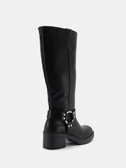 Novo Black Delaware Harness Biker Knee Boots - Image 5 of 6