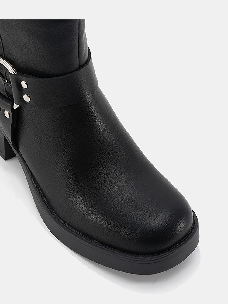 Novo Black Delaware Harness Biker Knee Boots - Image 6 of 6