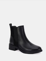 Novo Black Wide Fit Daniela Flat Chelsea Boots - Image 3 of 5