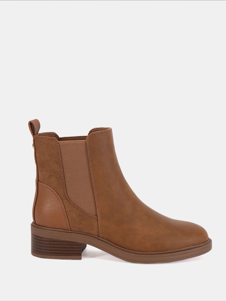 Novo Brown Regular Fit Daniela Flat Chelsea Boots - Image 1 of 4
