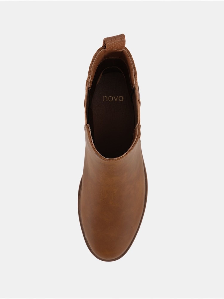 Novo Brown Regular Fit Daniela Flat Chelsea Boots - Image 2 of 4 Novo Brown Regular Fit Daniela Flat Chelsea Boots - Image 2 of 4