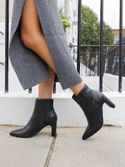 Novo Black Slim Harlie Block Heel Point Ankle Boots - Image 1 of 6
