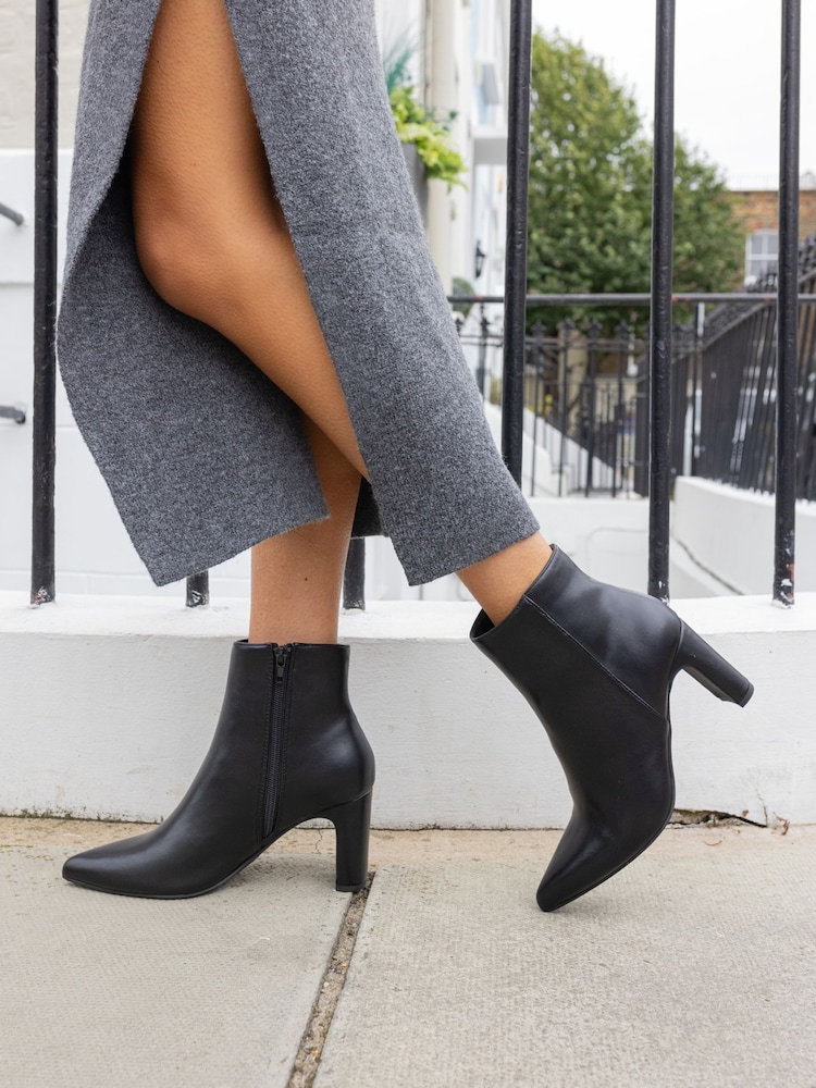 Novo Black Slim Harlie Block Heel Point Ankle Boots - Image 1 of 6