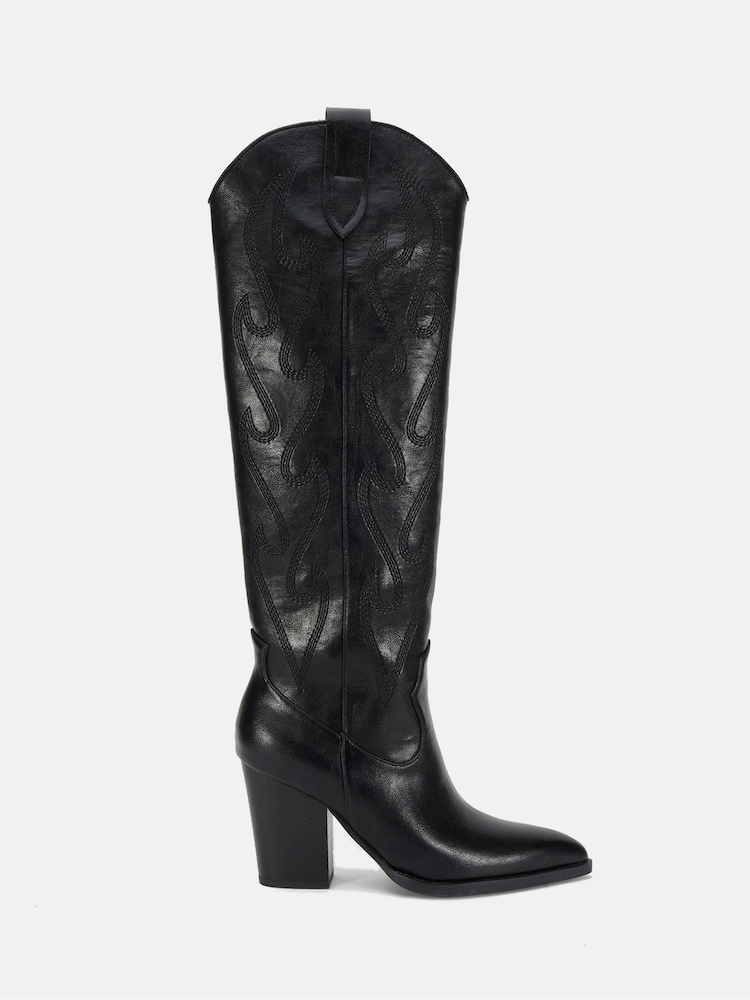 Novo Black Heroes Knee High Western Boots - Image 2 of 5