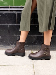 Novo Brown Dare Buckle Biker Boots - Image 1 of 6