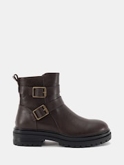 Novo Brown Dare Buckle Biker Boots - Image 2 of 6