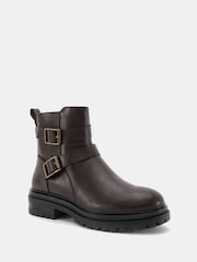 Novo Brown Dare Buckle Biker Boots - Image 3 of 6