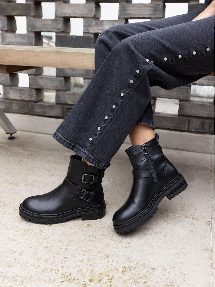 Novo Black Dare Buckle Biker Boots - Image 1 of 5