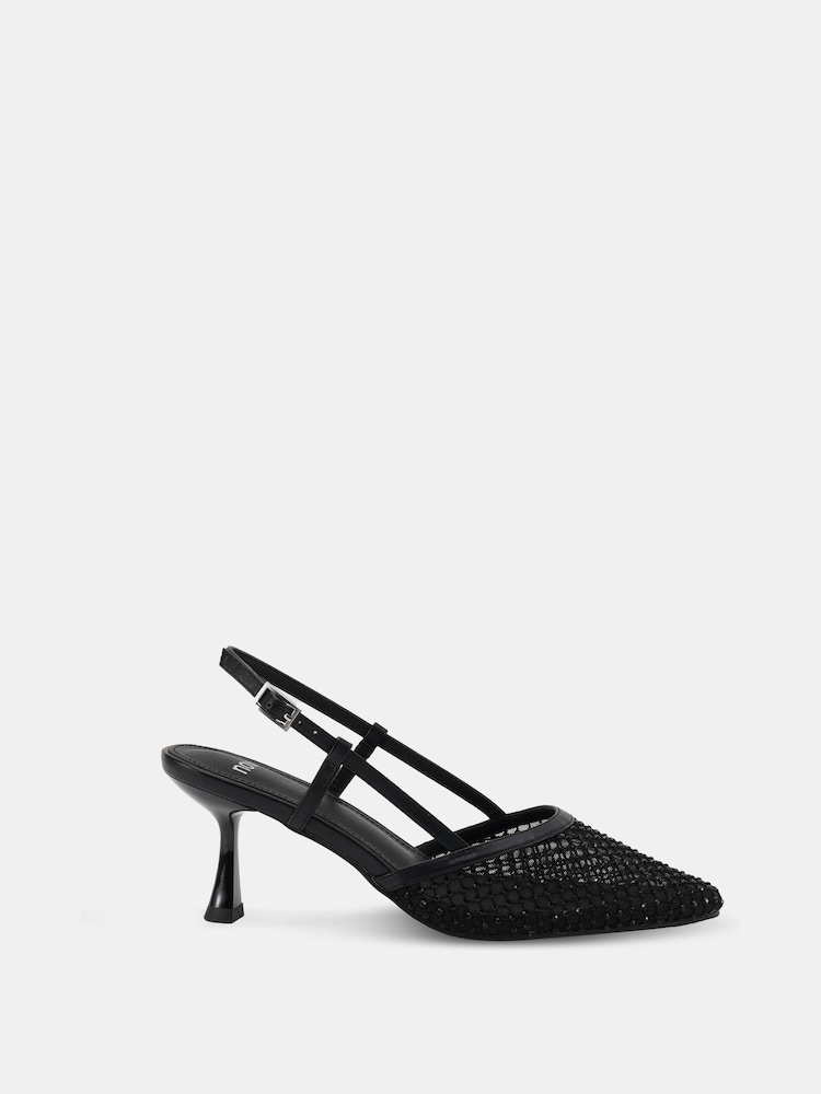 Novo Black Zaidan Mesh Embellished Slingback Court Shoes - Image 2 of 6