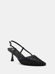 Novo Black Zaidan Mesh Embellished Slingback Court Shoes - Image 3 of 6