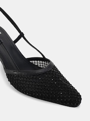 Novo Black Zaidan Mesh Embellished Slingback Court Shoes - Image 4 of 6