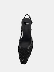 Novo Black Zaidan Mesh Embellished Slingback Court Shoes - Image 5 of 6