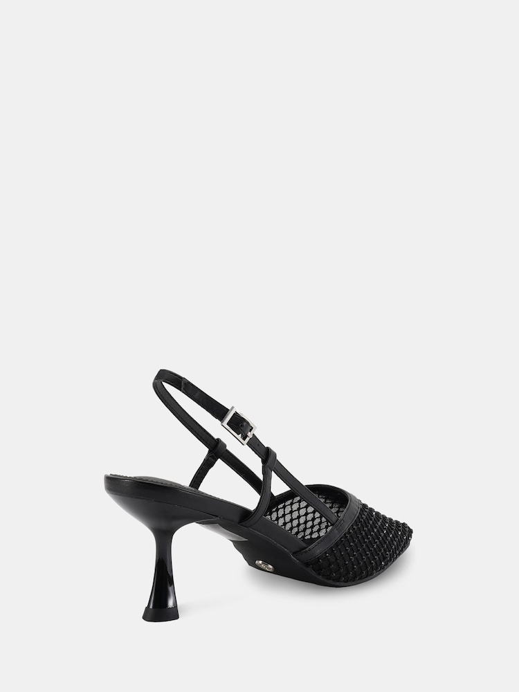 Novo Black Zaidan Mesh Embellished Slingback Court Shoes - Image 6 of 6