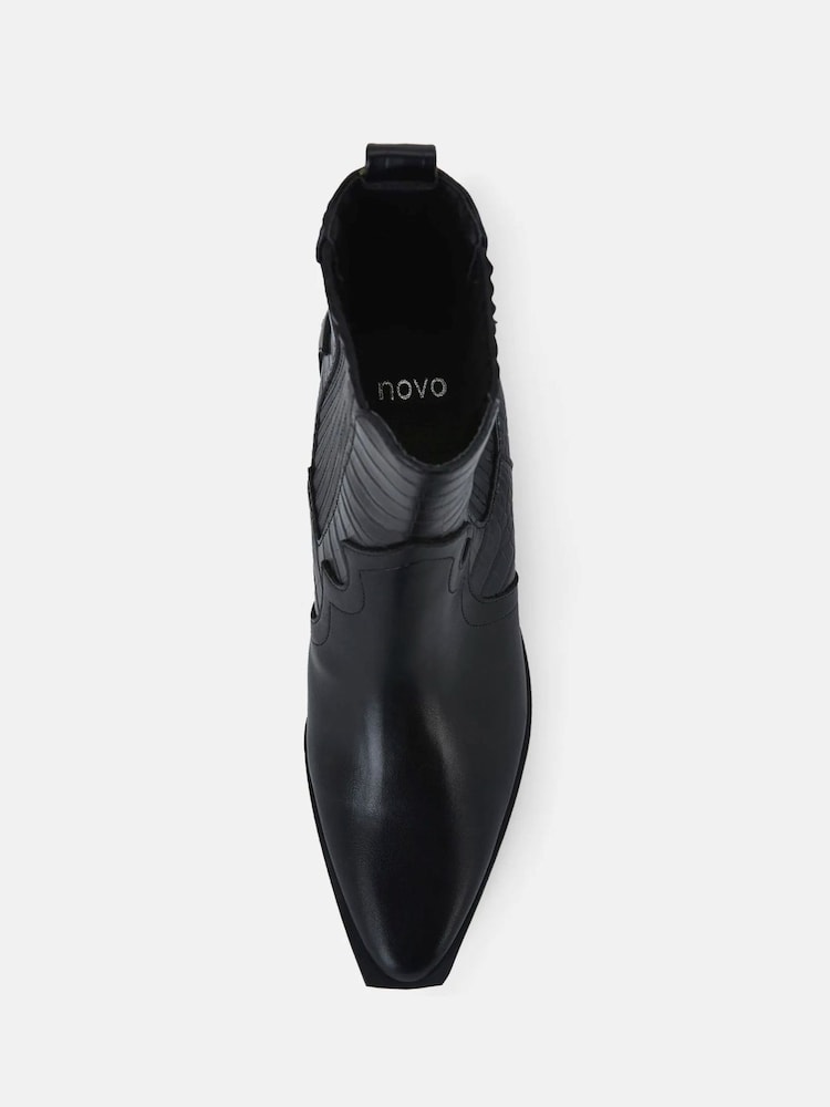 Novo Black Hoggle Western Ankle Boots - Image 5 of 6