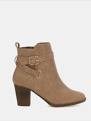 Novo Natural Wide Fit Jayda Buckle Detail Heeled Boots - Image 2 of 6