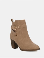 Novo Natural Wide Fit Jayda Buckle Detail Heeled Boots - Image 4 of 6