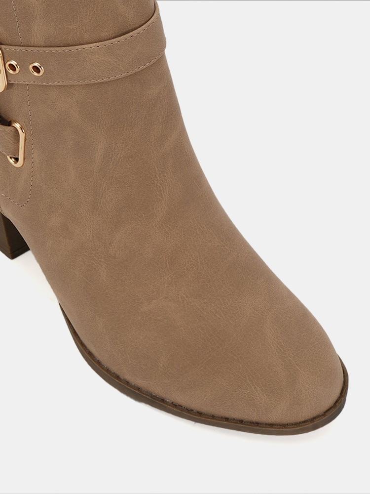Novo Natural Wide Fit Jayda Buckle Detail Heeled Boots - Image 6 of 6