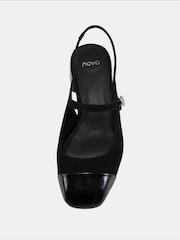 Novo Black Print Zimmy Low Block Slingback Mary Jane Shoes - Image 5 of 6