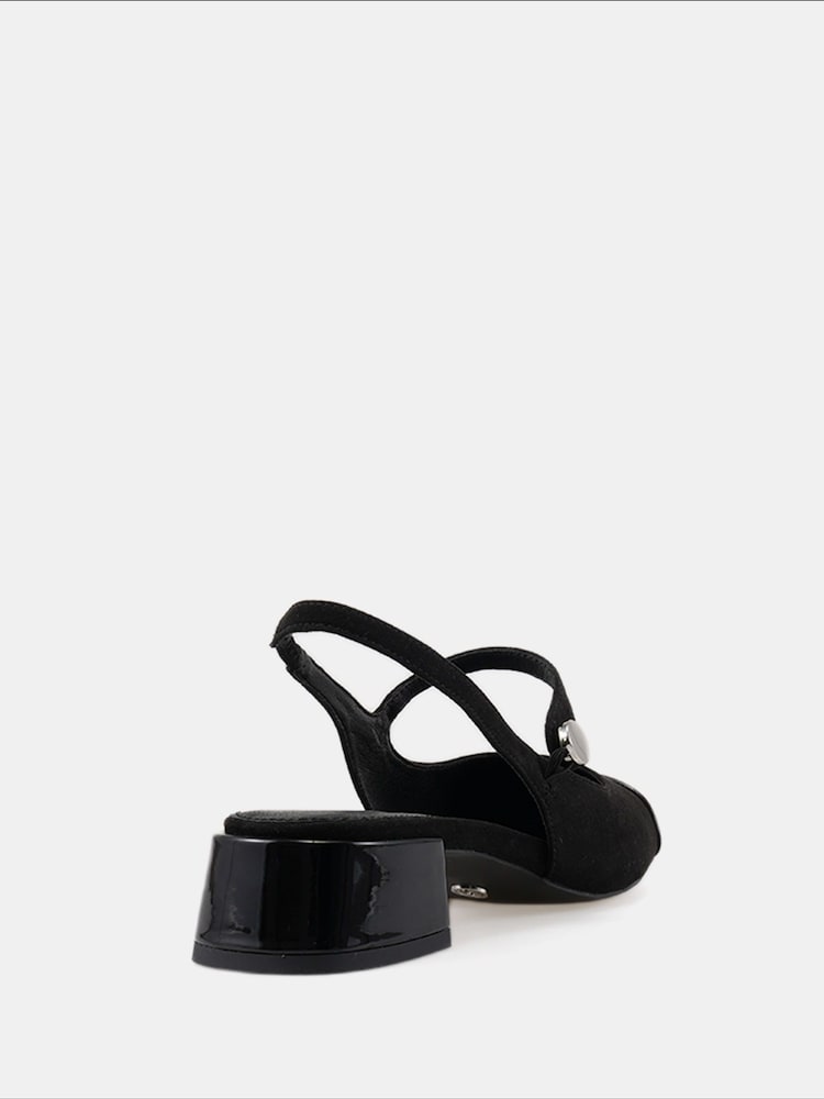 Novo Black Print Zimmy Low Block Slingback Mary Jane Shoes - Image 6 of 6