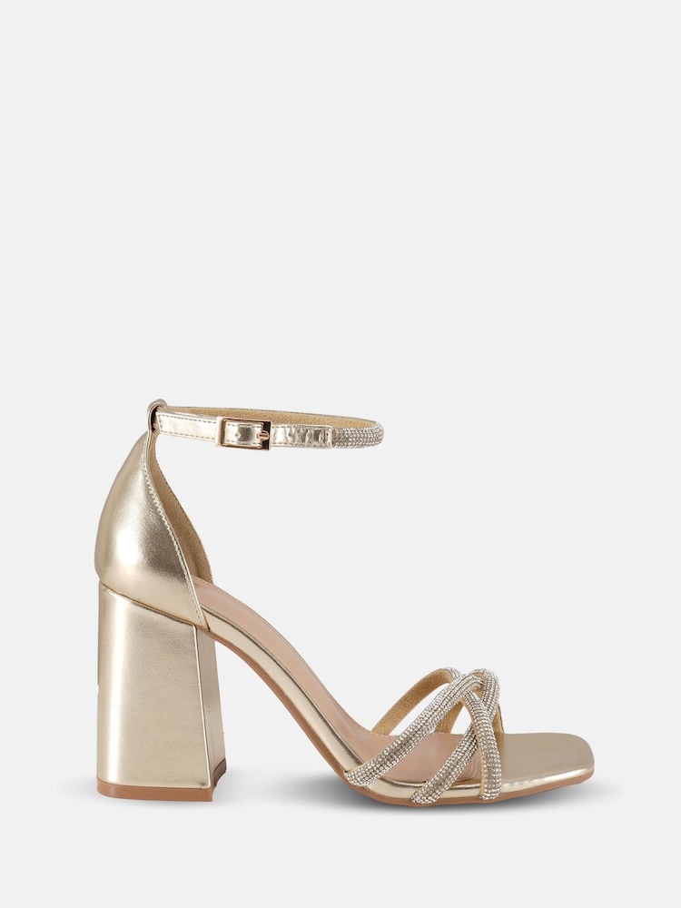 Novo Gold Cassia Diamante Block Heels - Image 2 of 6