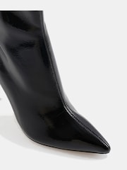 Novo Black Crinkle Patent Regular Fit Katya Point Stiletto Ankle Boots - Image 3 of 5
