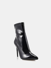 Novo Black Crinkle Patent Regular Fit Katya Point Stiletto Ankle Boots - Image 5 of 5