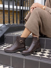 Novo Brown Regular Fit Darya Buckle Chelsea Boots - Image 1 of 6