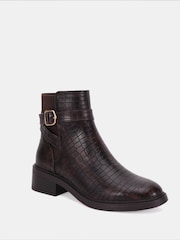 Novo Brown Regular Fit Darya Buckle Chelsea Boots - Image 3 of 6